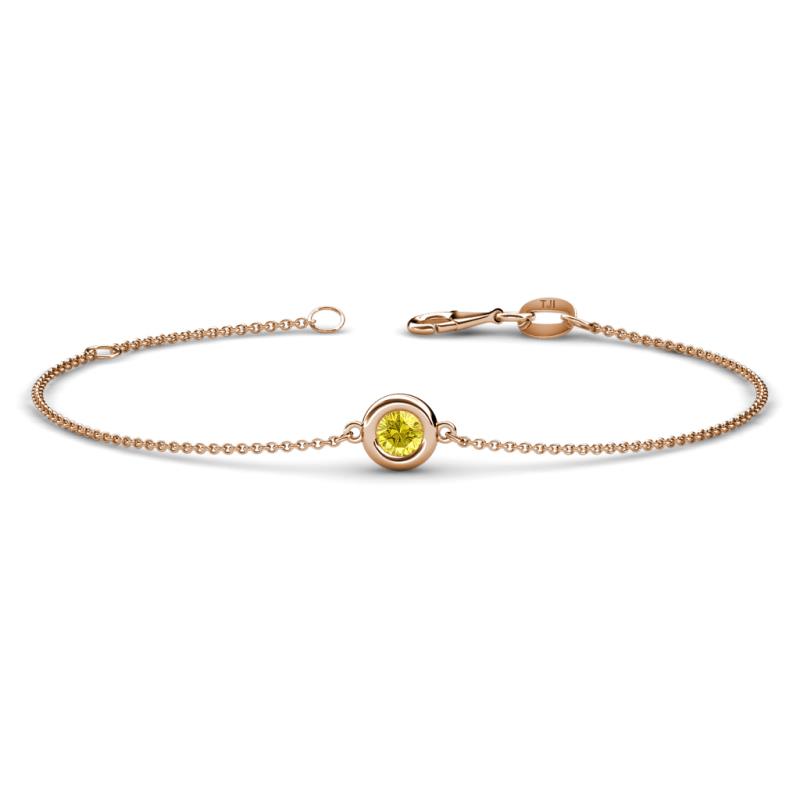 Alys (4mm) Round Yellow Sapphire Solitaire Station Minimalist Bracelet 