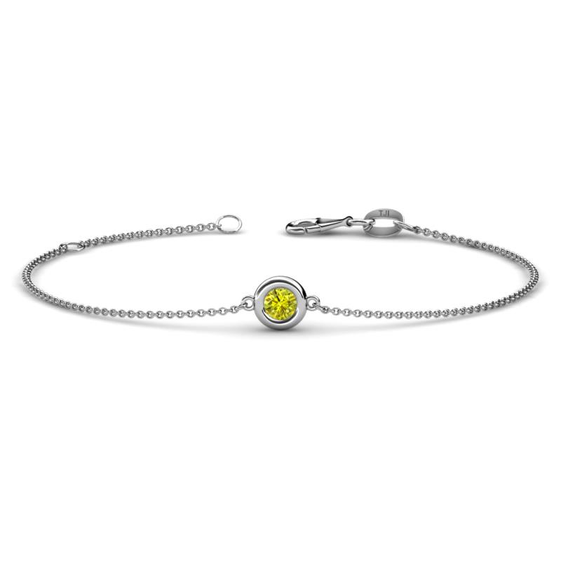 Alys (4mm) Round Yellow Diamond Solitaire Station Minimalist Bracelet 