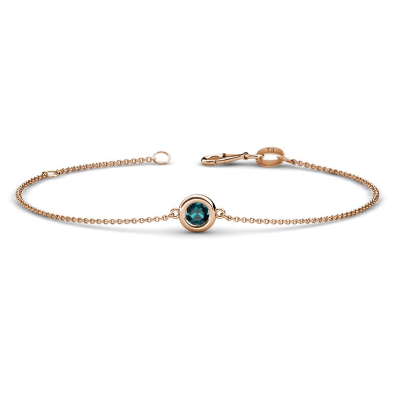 Alys (4mm) Round London Blue Topaz Solitaire Station Minimalist Bracelet 