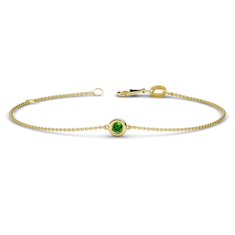 Alys (3mm) Round Green Garnet Solitaire Station Minimalist Bracelet 