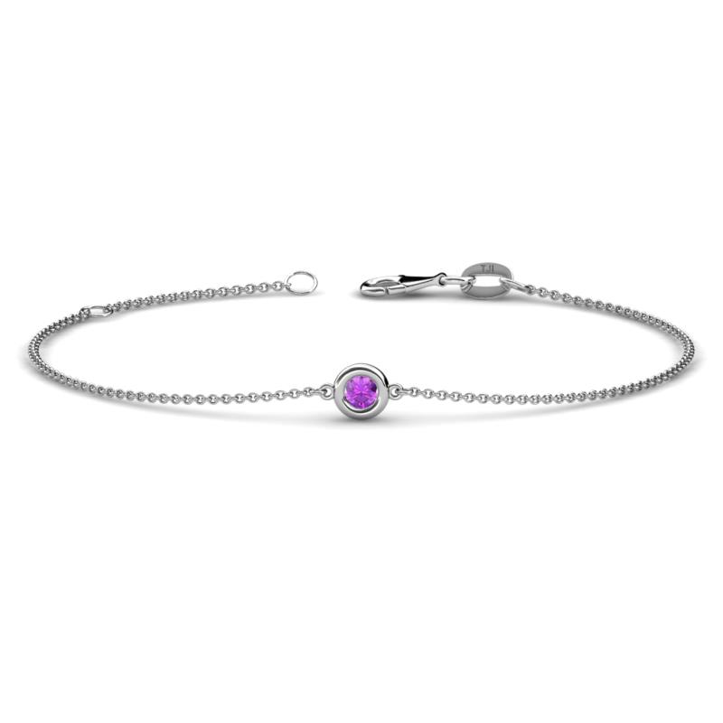 Alys (3mm) Round Amethyst Solitaire Station Minimalist Bracelet 