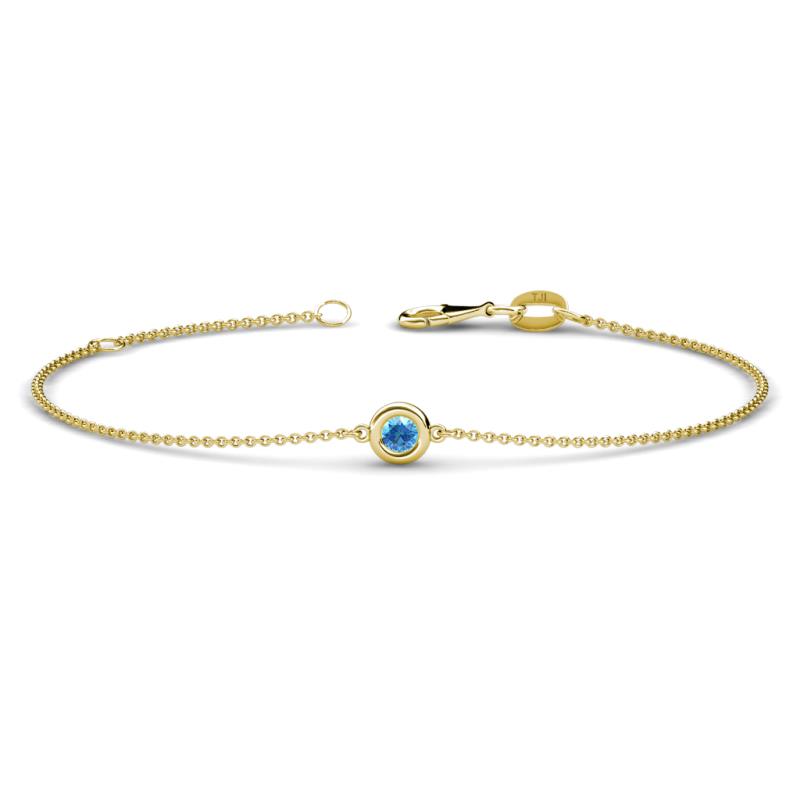 Alys (3mm) Round Blue Topaz Solitaire Station Minimalist Bracelet 