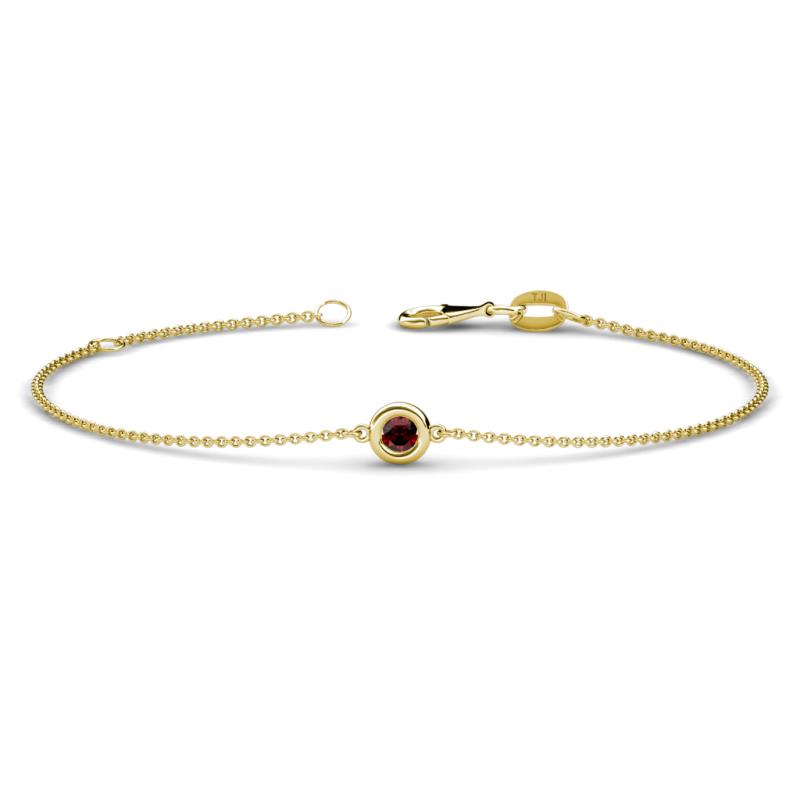 Alys (3mm) Round Red Garnet Solitaire Station Minimalist Bracelet 