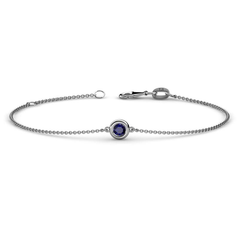 Alys (3.5 mm) Round Blue Sapphire Solitaire Station Minimalist Bracelet 