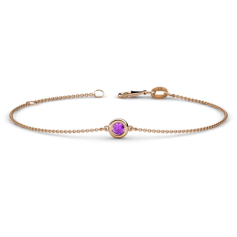 Alys (3.5 mm) Round Amethyst Solitaire Station Minimalist Bracelet 