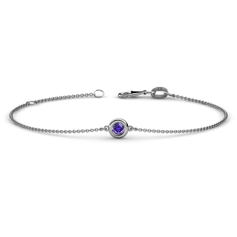Alys (3.5 mm) Round Iolite Solitaire Station Minimalist Bracelet 