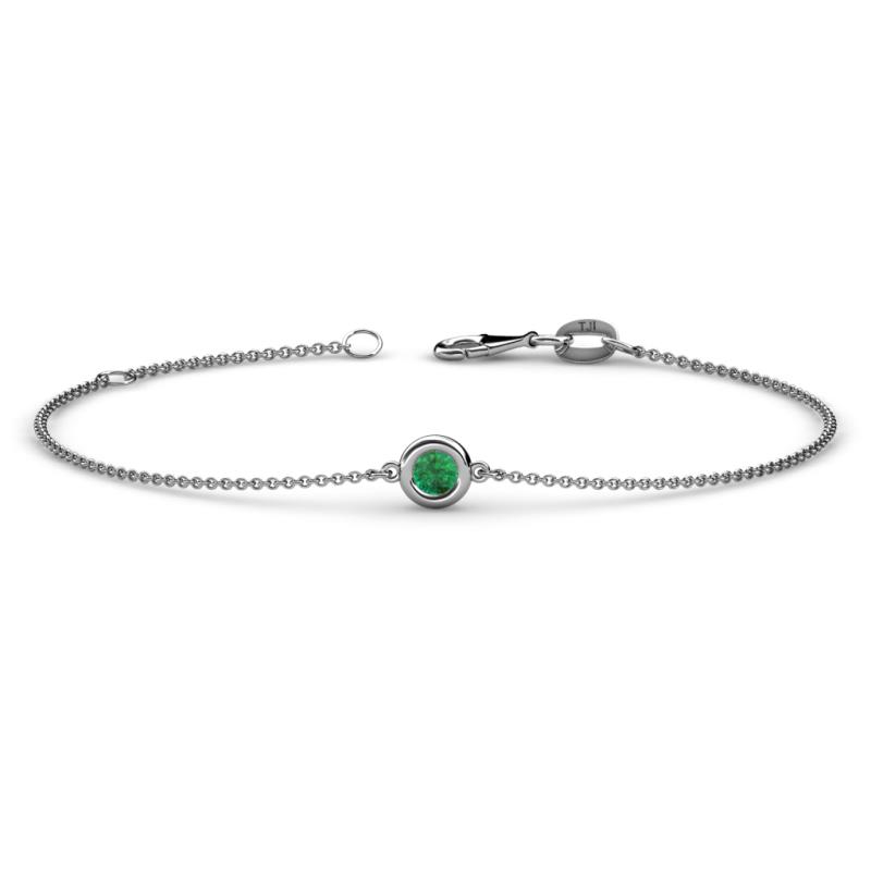 Alys (3.5 mm) Round Emerald Solitaire Station Minimalist Bracelet 