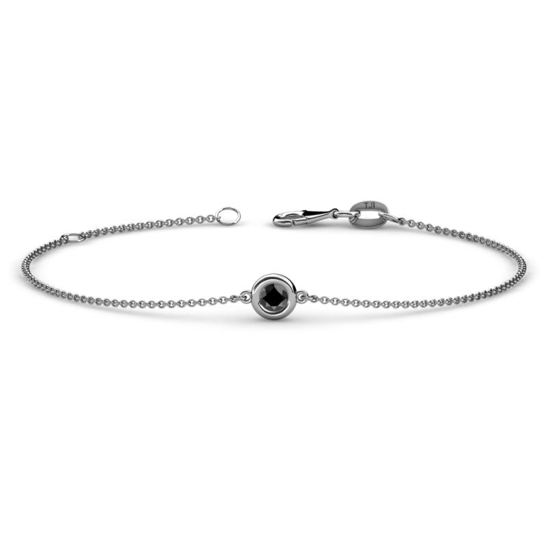 Alys (3.5 mm) Round Black Diamond Solitaire Station Minimalist Bracelet 