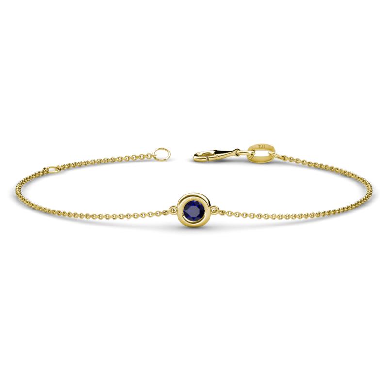 Alys (3.8mm) Round Blue Sapphire Solitaire Station Minimalist Bracelet 