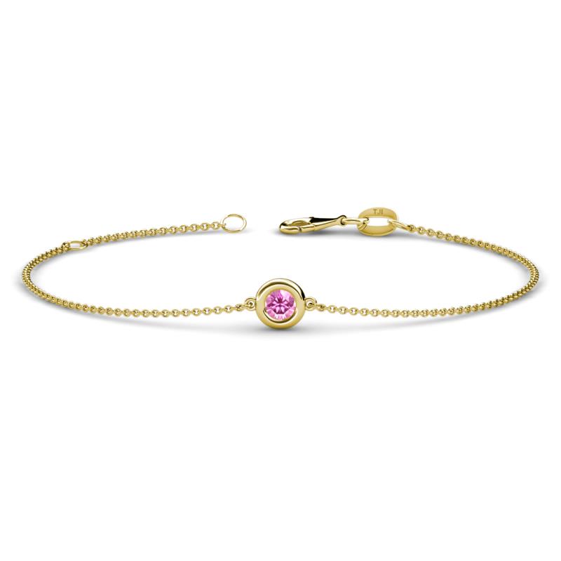 Alys (3.8mm) Round Pink Sapphire Solitaire Station Minimalist Bracelet 