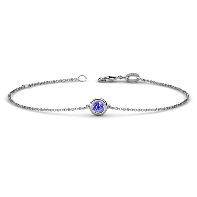 Alys (3.8mm) Round Tanzanite Solitaire Station Minimalist Bracelet 