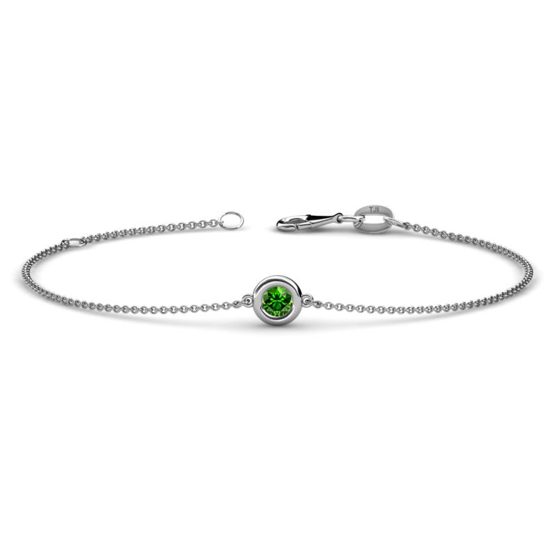 Alys (3.8mm) Round Green Garnet Solitaire Station Minimalist Bracelet 