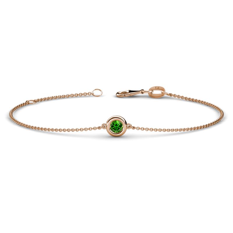 Alys (3.8mm) Round Green Garnet Solitaire Station Minimalist Bracelet 