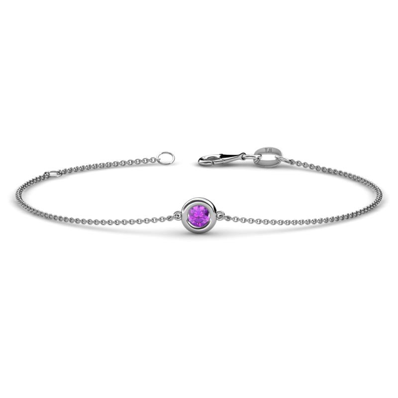 Alys (3.8mm) Round Amethyst Solitaire Station Minimalist Bracelet 