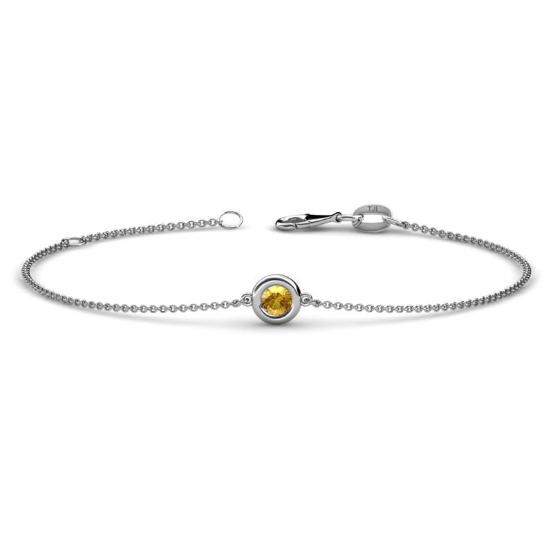 Alys (3.8mm) Round Citrine Solitaire Station Minimalist Bracelet 