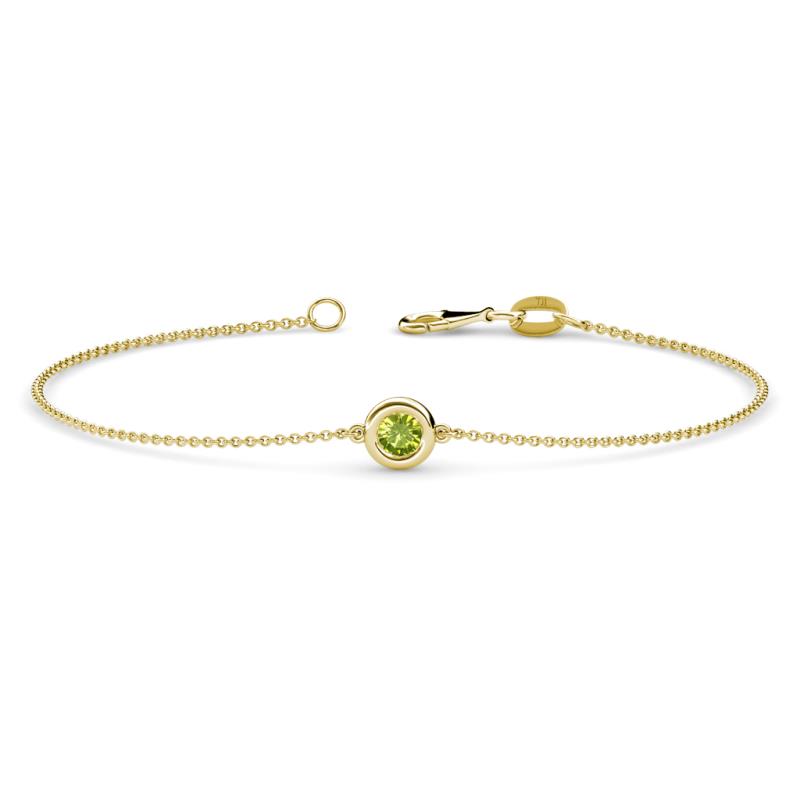 Alys (3.8mm) Round Peridot Solitaire Station Minimalist Bracelet 