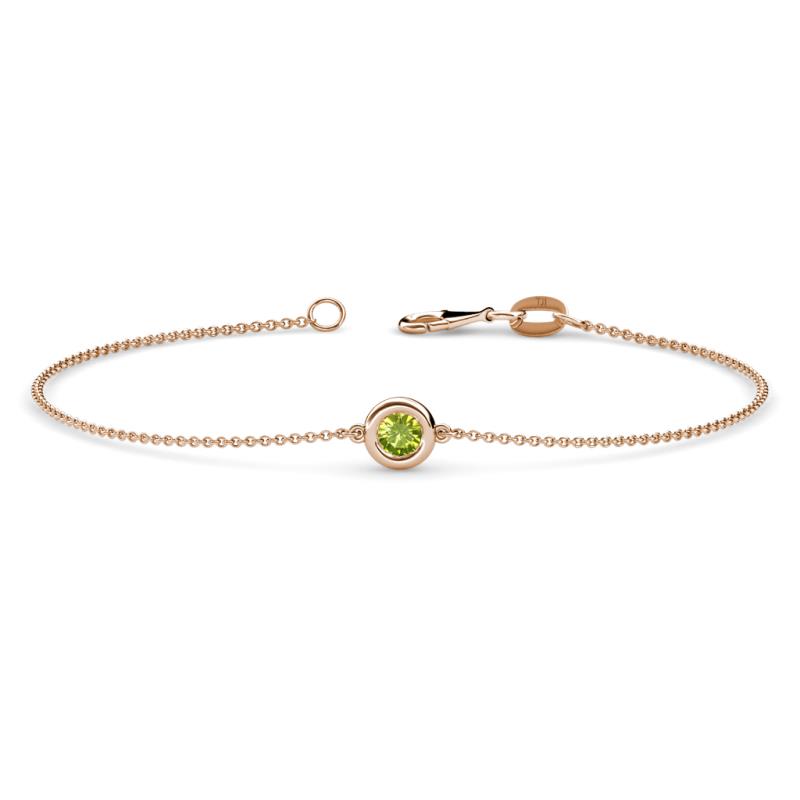 Alys (3.8mm) Round Peridot Solitaire Station Minimalist Bracelet 