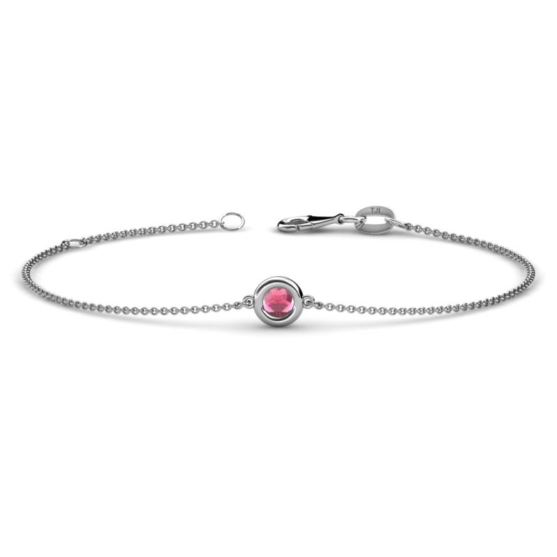 Alys (3.8mm) Round Rhodolite Garnet Solitaire Station Minimalist Bracelet 