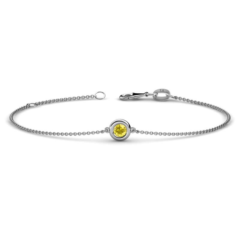 Alys (3.8mm) Round Yellow Sapphire Solitaire Station Minimalist Bracelet 