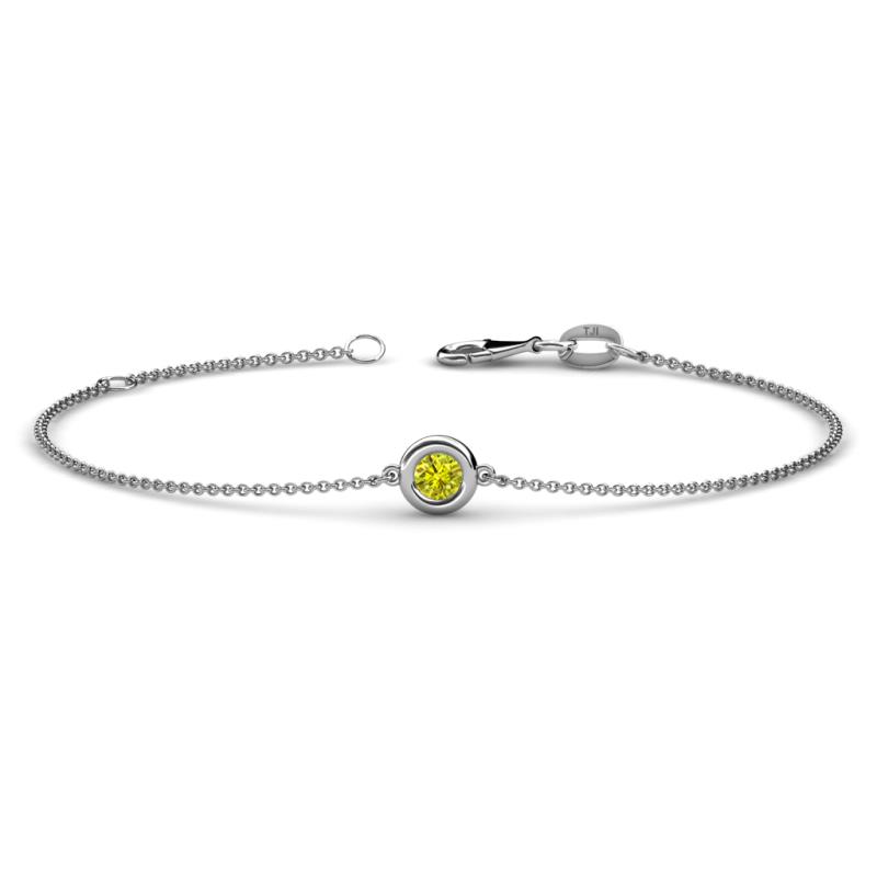 Alys (3.8mm) Round Yellow Diamond Solitaire Station Minimalist Bracelet 