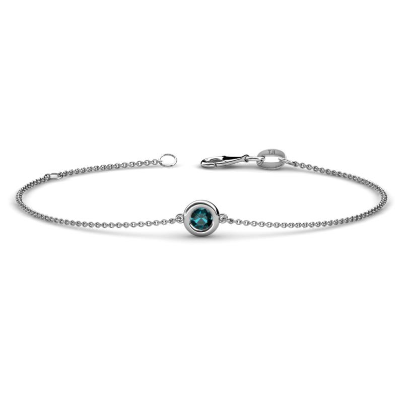 Alys (3.8mm) Round London Blue Topaz Solitaire Station Minimalist Bracelet 