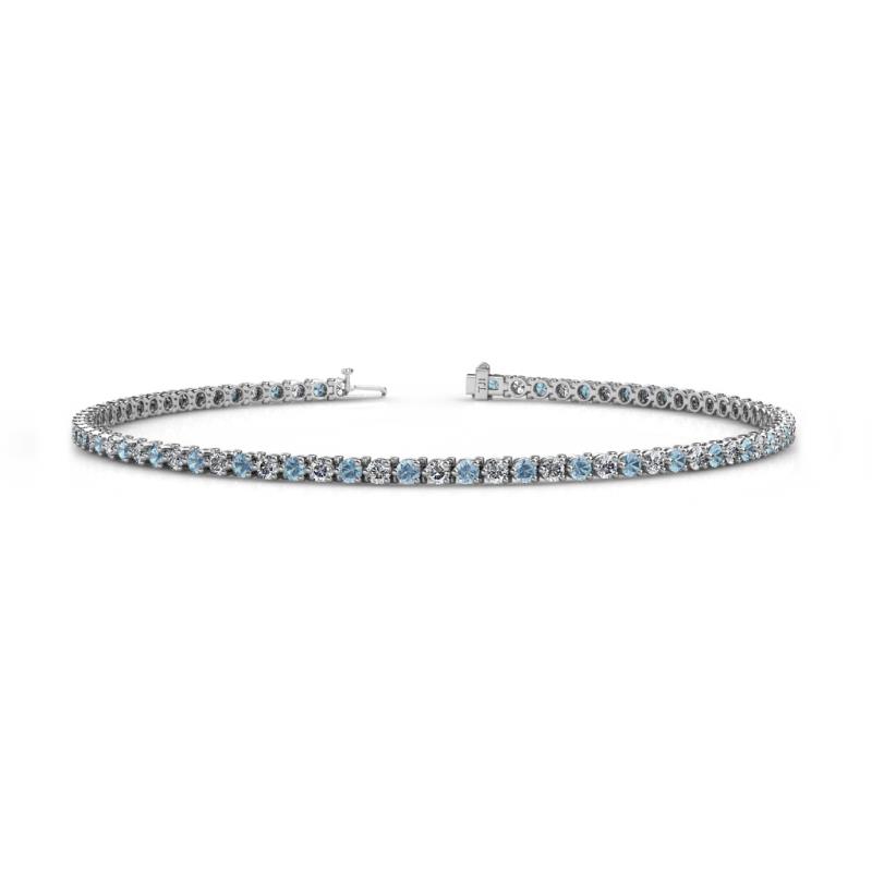 Cliona 2.00 mm Aquamarine and Diamond Eternity Tennis Bracelet 