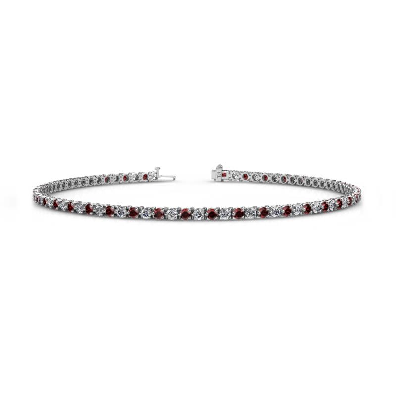 Cliona 2.00 mm Red Garnet and Diamond Eternity Tennis Bracelet 