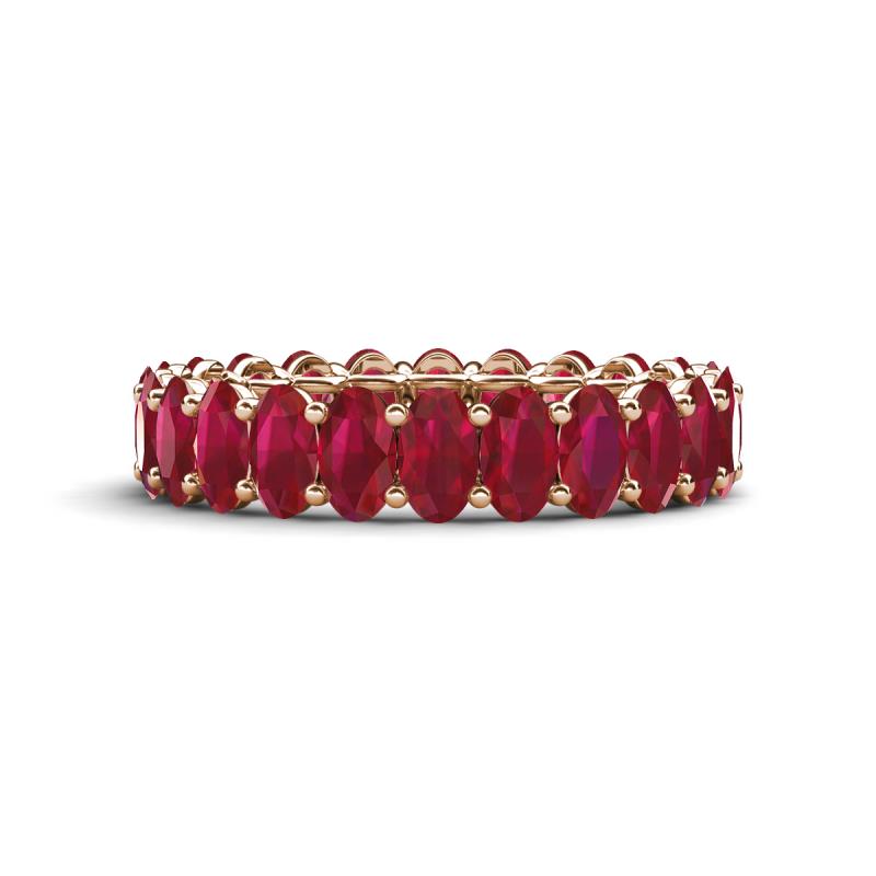 Amelia 5x3 mm Oval Shape Ruby Side Gallery Work Eternity Band 