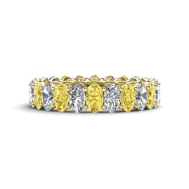 Amelia 5x3 mm Oval Shape Yellow Sapphire and Diamond Side Gallery Work Eternity Band 