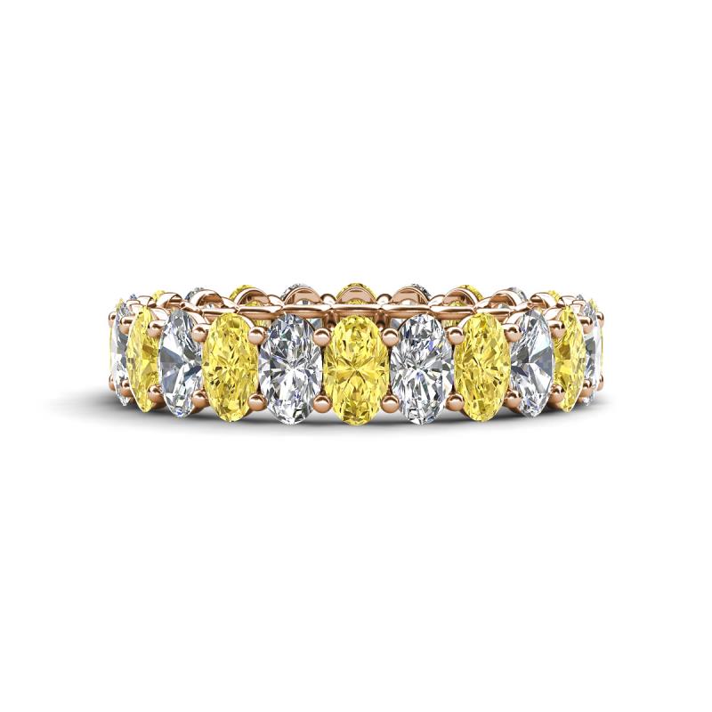 Amelia 5x3 mm Oval Shape Yellow Sapphire and Diamond Side Gallery Work Eternity Band 