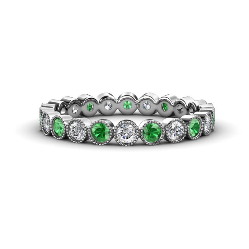 Arria 2.70 mm Green Garnet and Diamond Eternity Band 