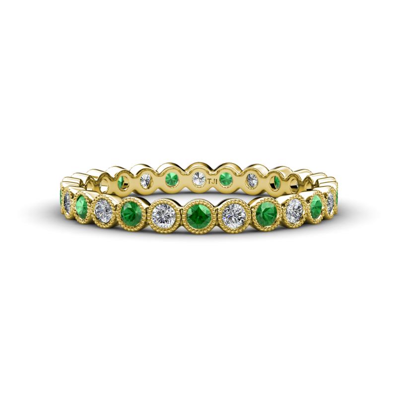 Arria 2.40 mm Green Garnet and Diamond Eternity Band 