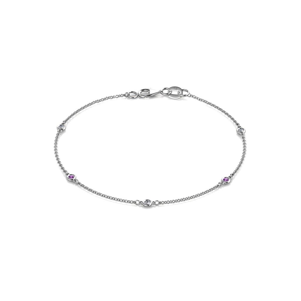 Aizza (5 Stn/2mm) Amethyst and Diamond Station Bracelet 