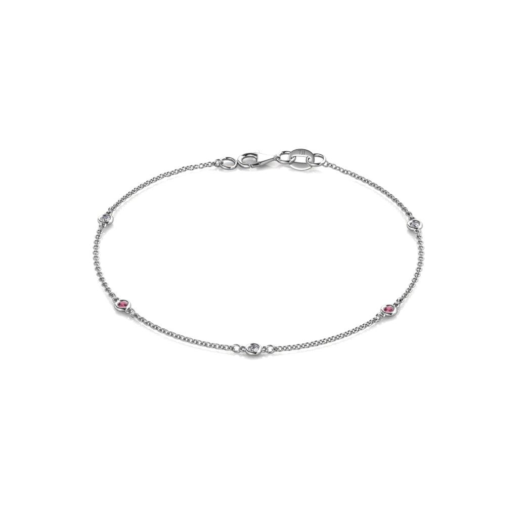 Aizza (5 Stn/2mm) Rhodolite Garnet and Lab Grown Diamond Station Bracelet 
