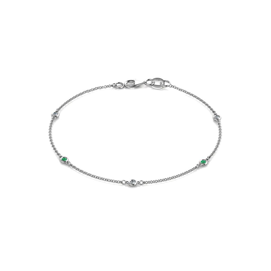 Aizza (5 Stn/2mm) Emerald and Lab Grown Diamond Station Bracelet 