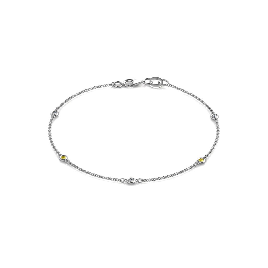 Aizza (5 Stn/2mm) Yellow Sapphire and Lab Grown Diamond Station Bracelet 