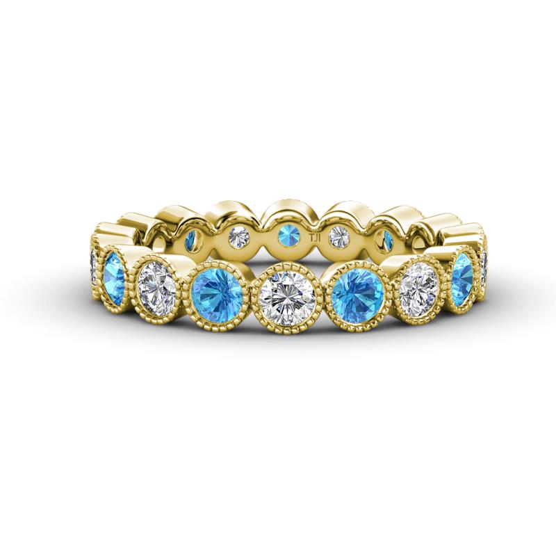 Arria 3.00 mm Blue Topaz and Diamond Eternity Band 