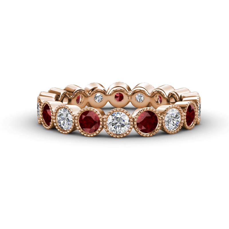 Arria 3.00 mm Red Garnet and Diamond Eternity Band 