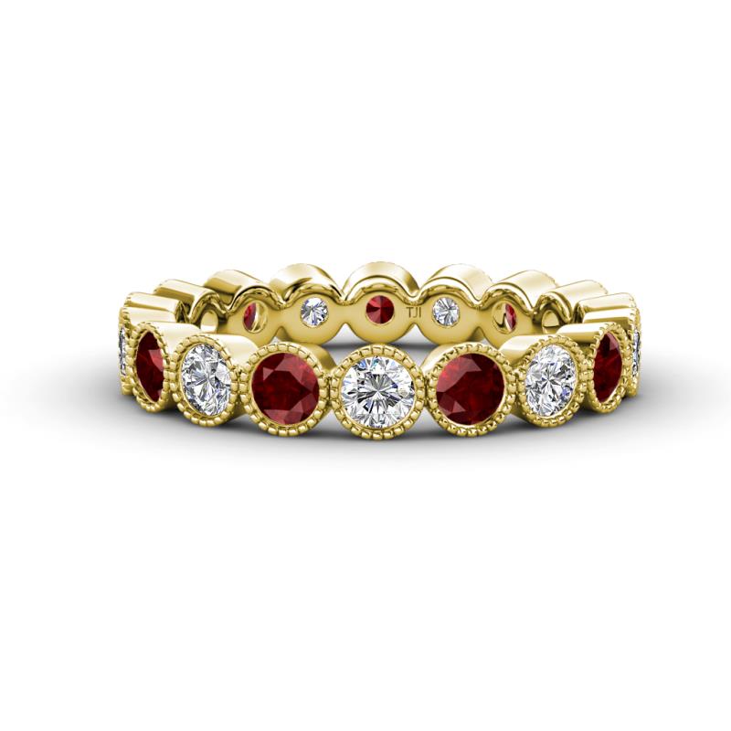 Arria 3.00 mm Red Garnet and Lab Grown Diamond Eternity Band 
