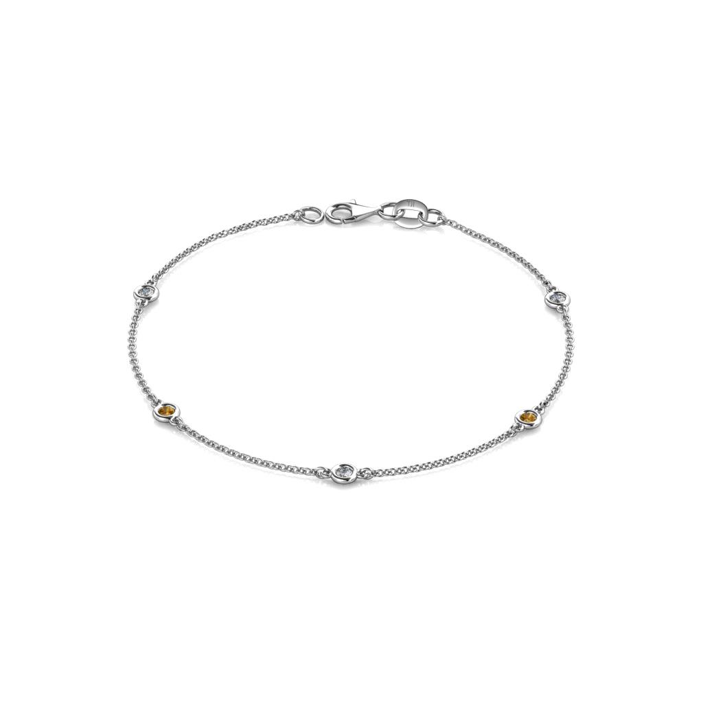 Aizza (5 Stn/2.4mm) Citrine and Diamond Station Bracelet 