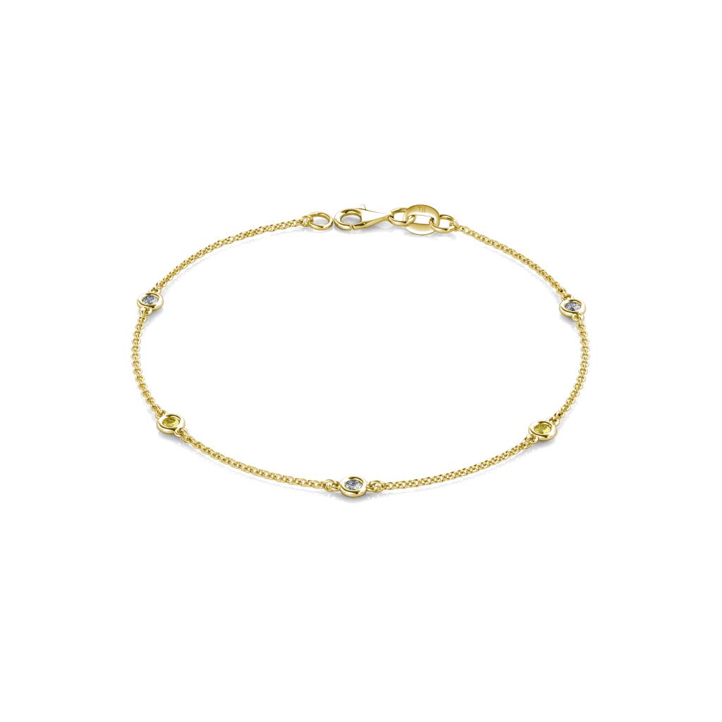 Aizza (5 Stn/2.4mm) Yellow Sapphire and Diamond Station Bracelet 