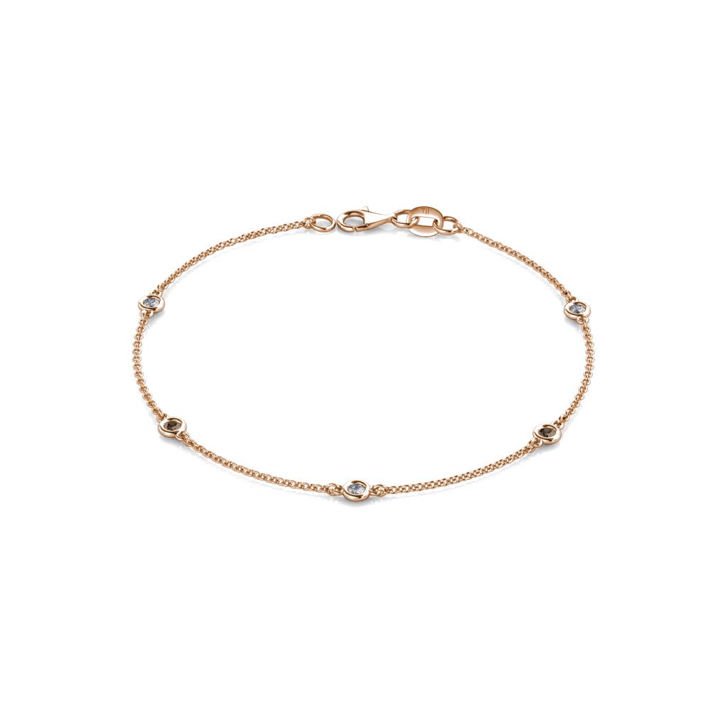 Aizza (5 Stn/2.4mm) Smoky Quartz and Diamond Station Bracelet 