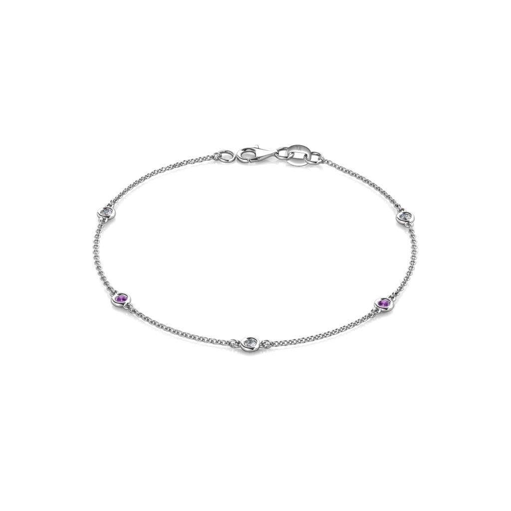 Aizza (5 Stn/2.4mm) Amethyst and Lab Grown Diamond Station Bracelet 