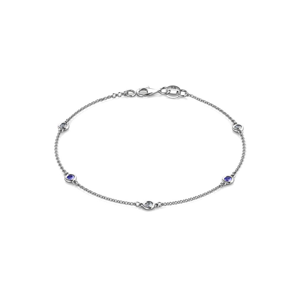 Aizza (5 Stn/2.7mm) Petite Tanzanite and Diamond Station Bracelet 