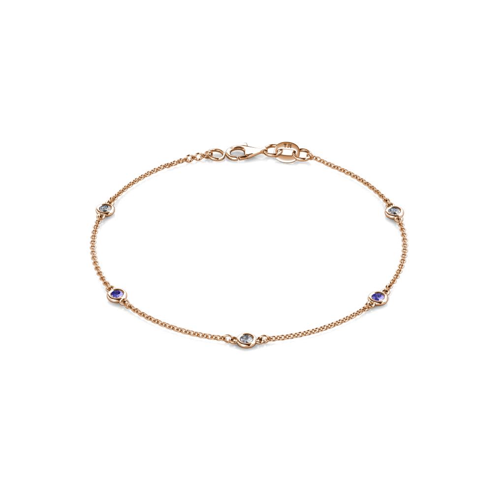 Aizza (5 Stn/2.7mm) Petite Tanzanite and Diamond Station Bracelet 