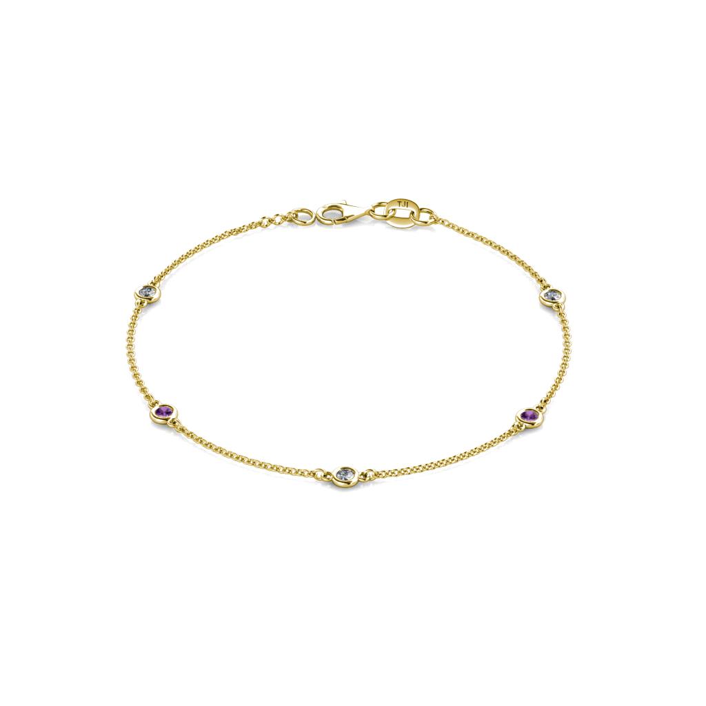 Aizza (5 Stn/2.7mm) Petite Amethyst and Diamond Station Bracelet 
