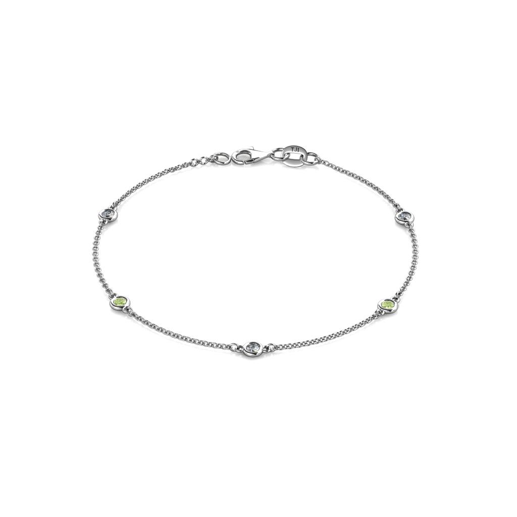 Aizza (5 Stn/2.7mm) Petite Peridot and Diamond Station Bracelet 