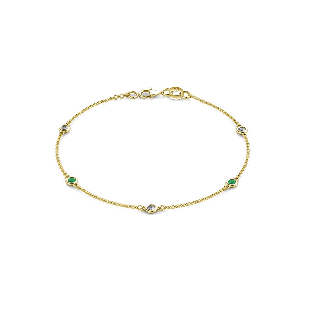 Aizza (5 Stn/2.7mm) Petite Emerald and Diamond Station Bracelet 