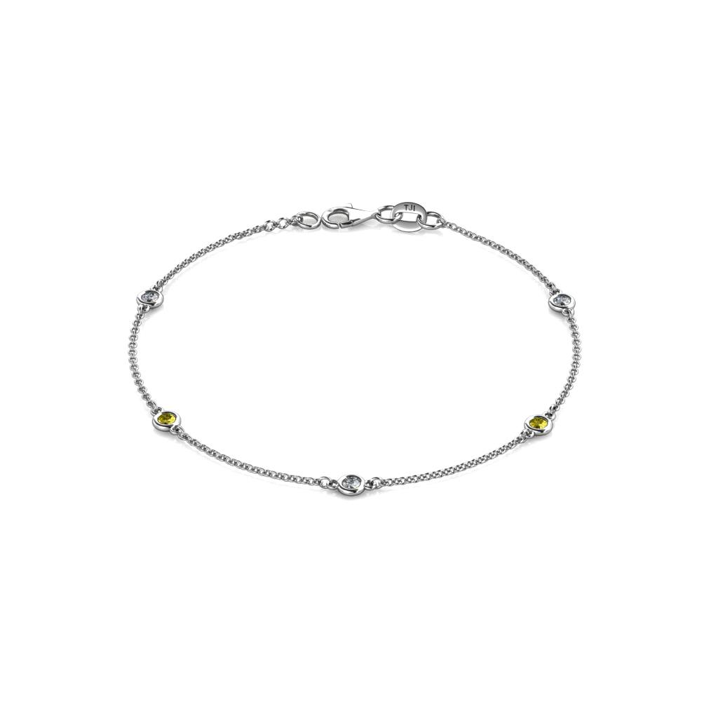 Aizza (5 Stn/2.7mm) Petite Yellow and White Diamond Station Bracelet 