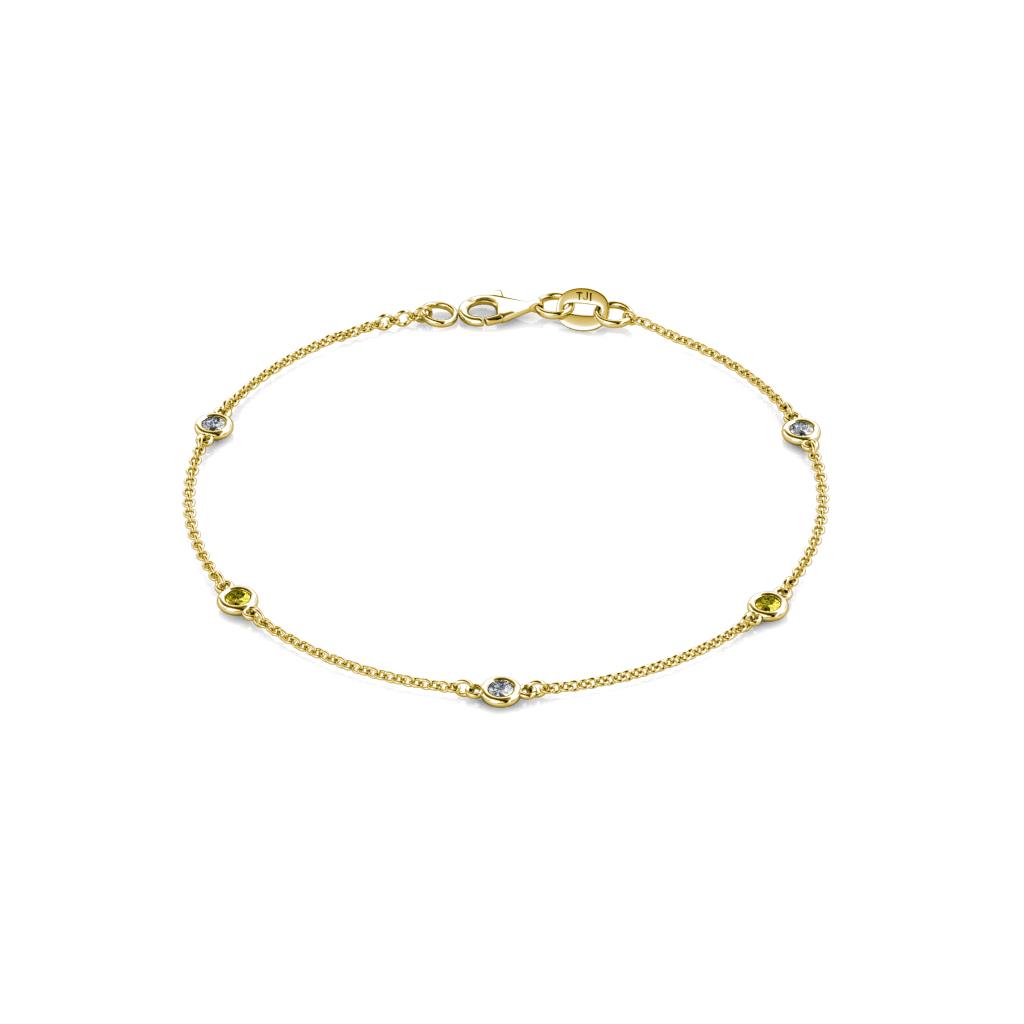 Aizza (5 Stn/2.7mm) Petite Yellow and White Diamond Station Bracelet 